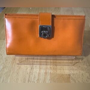 Salvatore Ferragamo Orange Leather Wallet